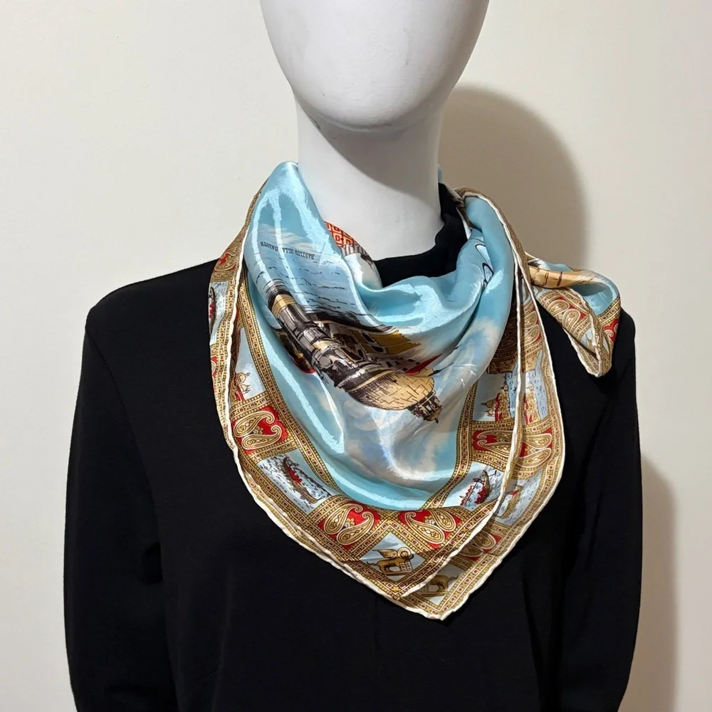 Elegant Blue and Gold Venezia Scarf